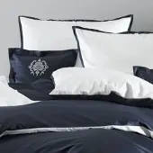 Lorena Mako-Satin Wendebettwäsche Juliet 155x220 cm + 80x80 cm - blau;weiß