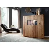 MASSIVMOEBEL24.DE Highboard Wild-/Zerreiche 132x43x138 natur geölt FRANKFURT #117