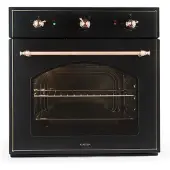 Klarstein Vilhelmine - Einbau-Backofen, Elektrobackofen, 59L Volumen, Vintage-Design, 4 Betriebsfunktionen, Ober- Unterhitze, Garzeit-Timer, Edelstahl, schwarz-kupfer