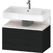 Duravit Collection One Waschtischunterbau, 1 Auszug und 1 Schublade, 790x470x590mm, Nische Weiß Supermatt, QA4394084160010, Farbe: Eiche Schwarz/mit Nischenbeleuchtung