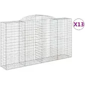 vidaXL Gabionen mit Hochbogen 13 Stk 300x50x160/180cm Verzinktes Eisen