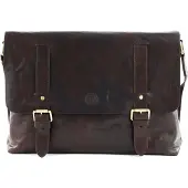 Saddler Leder Laptoptasche Umhängetasche mit Laptopfach Ryan Messenger Bag Dark Brown braun