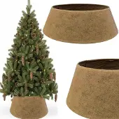 Coil Weihnachtsbaumdecke, Weihnachtsbaumrock, Weihnachtsbaumabdeckung, Weihnachtsbaumständer, Stoff/Karton, Durchmesser: 68cm, Oval, Beige