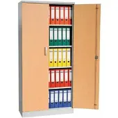 Proregal Aktenschrank Beetle 4 Fachböden HxBxT 195 x 92 x 42 cm Silber & Buche