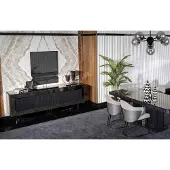 AEA Elegantes graues Esszimmer Set aus Holz mit Spiegel und Sideboard