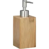 Relaxdays Seifenspender Bambus eckig, manuell, HxBxT: 18 x 6,5 x 8 cm, Lotionspender, natur