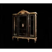 AEA Schwarze Klassische Esszimmergarnitur Esstisch 4x Stühle Vitrine 7tlg