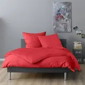 Lorena Mako-Satin Bettwäsche Verona 155x220 cm + 80x80 cm | rot - rot