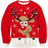 Nikcorp Kinderpullover Weihnachtlich Gestrickt Warm Rentier-Muster 11-12 Jahre