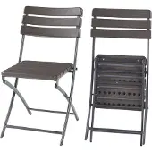En.casa Klappstuhlset ‘Lillestrøm’ 2-tlg. Metallgestell 81 x 58 x 46 cm Holzoptik, Dunkelbraun