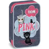 ARS UNA Schule Federmäppchen Think Pink - Katzen, blau-rosa, für Mädchen