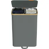 Songmics Wäschekorb mit Deckel, Wäschesammler, Wäschesortierer LCBB35532GN01