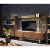 AEA Luxus Wohnwand Design Wohnzimmer Garnitur Möbel Braun Holz Bücherregal Regale