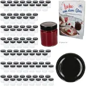 MamboCat 96er Set Marmeladenglas 161ml Einmachglas Deep TO58 Deckel Schwarz Heft
