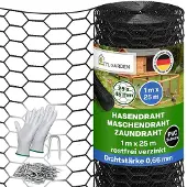 TTL Garden Hasendraht 25mx1m schwarz – 25x45mm Masche PVC 0,7mm