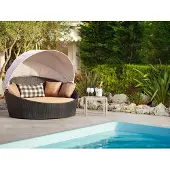 Mountfield Sonnenliege SUNBED mit Dach – Gartenliege aus Polyrattan mit Aluminiumrahmen