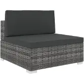 vidaXL Mittelsofa mit Kissen Modular Poly Rattan Grau