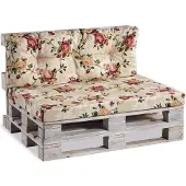 POOM Palettenkissen Palettenauflagen PPF (Set 120x80+120x40, Blumen 4)