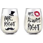 Sonstiges Yalucky Mr Right Mrs Always Right Weingläser Set Hochzeitsgeschenk für Paare