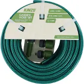 Kinzo Gartenschlauch Set 30 Meter - Wasserschlauch 14mm (1/2") max. 6Bar - mit 3 Kupplungen und 1 Sprühstück - Geeignet für Gartensprenger - grün