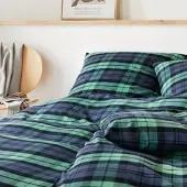 Elegante Soft-Flanell Bettwäsche Sheffield flaschengrün 200x200 cm + 2x 80x80 cm - grün;blau