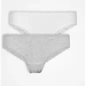 Snocks Brazilian Slip Lace Women, 2pcs Mix (Grey/White) - XS