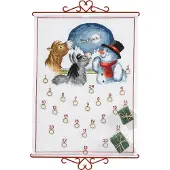 Husar Eva Rosenstand Adventskalender Kreuzstich Set – Schneemann mit Tieren