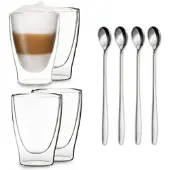 Feelino DUOS doppelwandiges Glas 400 ml Thermofunktion inkl. Edelstahl-Löffel Transparent