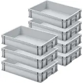 BRB-Lagertechnik 7 Eurobehälter mit 2 Griffleisten, LxBxH 600x400x120 mm, grau