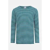 HANSEHELD Streifenshirt Herren Petrol-Natur Langarm Blau Grün GOTS Organic