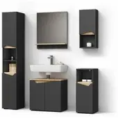 Livinity Badmöbel-Kombination Timavo Anthrazit 5 Teile, Model 52983