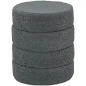 STILVORA Runder Fußhocker Polyester Dunkelgrau Ø40x45 cm, gepolstert