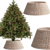 Coil Weihnachtsbaumdecke, Weihnachtsbaumrock, Weihnachtsbaumabdeckung, Weihnachtsbaumständer, Metall/Karton, Durchmesser: 58cm, Oval, Beige