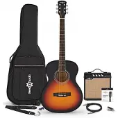 Gear4Music Student Elektroakustikgitarre Sunburst mit 15-Watt-Verstärker und Zubehörset