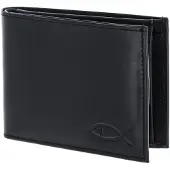 OXMOX Leder Geldbörse Leather RFID Protect Pocketbörse Freedom Fish Embossed Black schwarz