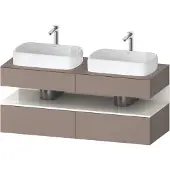 Duravit Collection One Konsolenwaschtischunterbau, 2 Auszüge, 2 Schubkästen, 2 Ausschnitte, 1400x550x600mm, Nische Weiß hochglänzend, QA4767022430000, Farbe: Basalt Matt