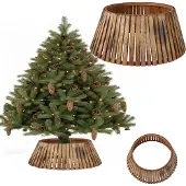 Coil Weihnachtsbaumdecke, Weihnachtsbaumrock, Weihnachtsbaumabdeckung, Weihnachtsbaumständer, Holzsperrholz, Durchmesser: 66cm, Oval, Dark Braun