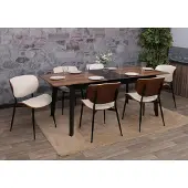 Mendler 6er-Set Esszimmerstuhl MCW-O45, Stuhl, Bugholz Kunstleder 280g/m² MVG Walnuss-Optik, weiß