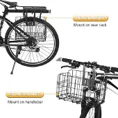 Gistuch Klappbarer Fahrradkorb, abnehmbarer Stahldraht-Lenker vorne, Fahrrad-Heckträger, hängender Fahrrad-Frachtträger