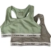 Calvin Klein Mädchen-Bralette für Mädchen, 2er-Pack, sichtbarer Gummizug, Stretch-Baumwolle, Artikel G80G800710, Taglia L - anni 10 - 12, Cotone 95%,Elasthan 5%