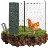 Baumarktplus TRUTZHOLM Hühnerzaun Weidezaun Geflügelnetz Zaun 12 m lang x 0,9 m hoch, grün