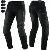 Rebelhorn Motorrad Hose | VANDAL TWILL | Belüftet Slim Fit Motorradjeans Cargo mit Protektoren Biker Herren W28/L32