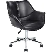 Beliani Eleganter Bürodrehstuhl Schwarz Kunstleder Höheerstellbar