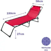 Marbueno Summer Klappbarer Garten- und Pool-Liegestuhl aus Stahl mit Kissen, 190X58X27 cm, Braun 10001 - Braun