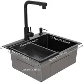OEM Küchenspüle, Edelstahl, Einzelbecken-Design, schwarz