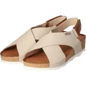 Pikolinos für Damen. W9E-0912 Mahon Sandalen aus beigem Leder (40), Schwarz, 3 bis 5 cm, Klettverschluss, Lässig