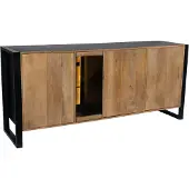 DELUKE Sideboard LIV - Mangoholz Schwarz Matt 81x47x180cm | Schrank Flur Schlafzimmer Kommode