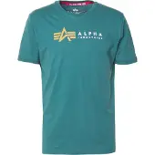 Alpha industries T-Shirt "Label Print T-Shirt", Herren, Gr. M, grün (force grün), Obermaterial: 100% Baumwolle, Shirts T-Shirt