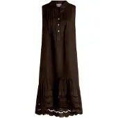 Cartoon Bodykleid "Casual-Kleid mit Stickerei", Damen, Gr. 44, EURO, braun (dunkelbraun), Obermaterial: 100% Leinen LI., Kleider Bodykleid