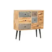 DELUKE Kommode KJELL - Teak Braun 90,5x31x92cm | Schrank Schlafzimmer Sideboard